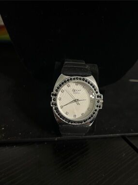Sporto Men's Silver Dial Watch with Black Strap
